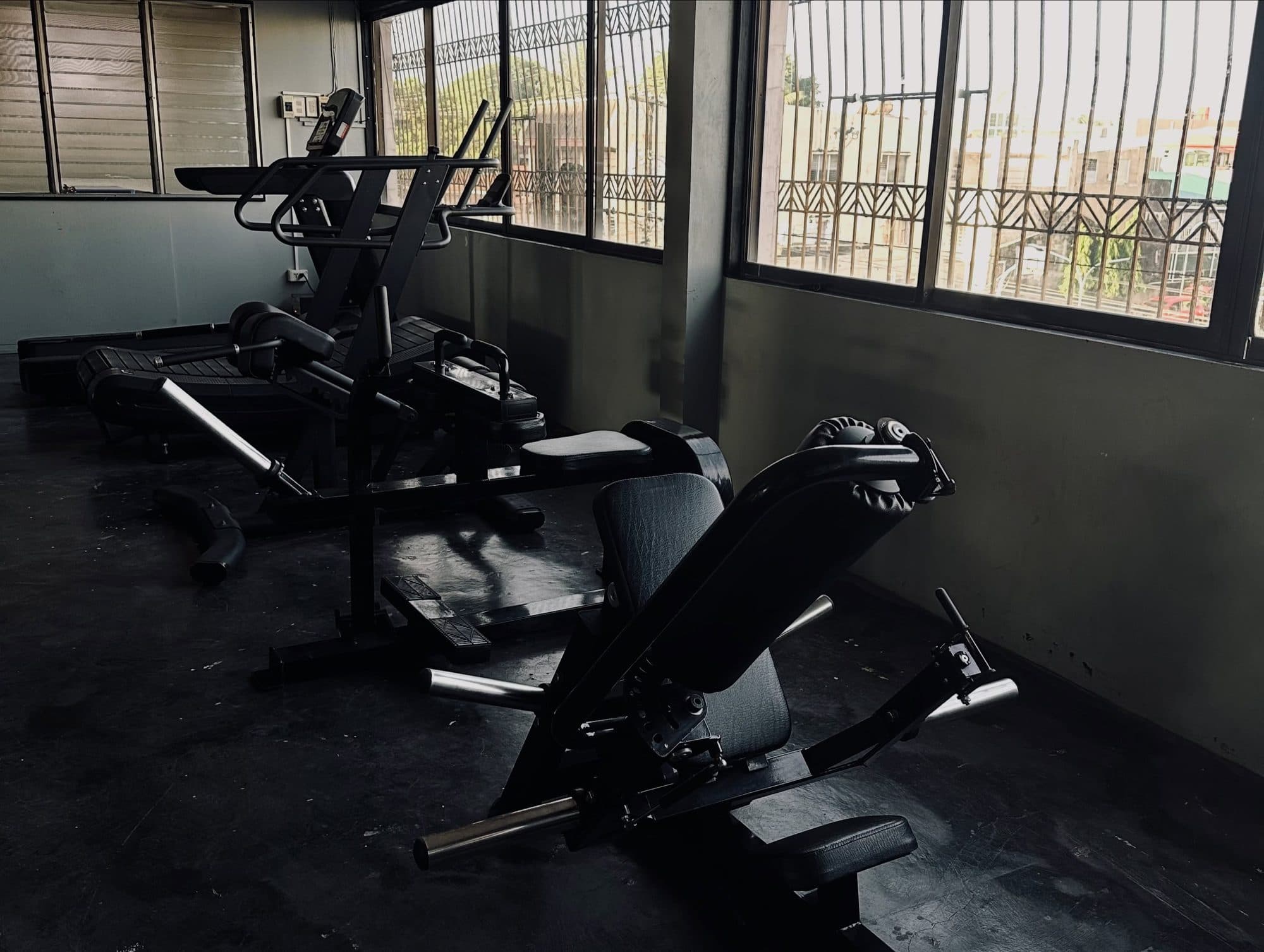 Treadmills and cardio machines by the windows